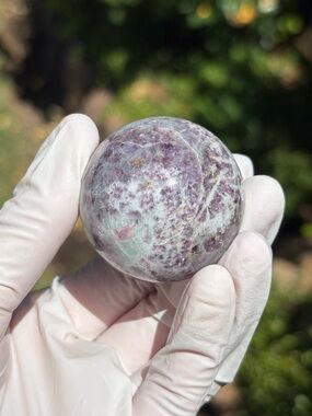 Unicorn Stone Sphere -Lepidolite, Pink Tourmaline, Smoky Quartz, & Cleavelandite